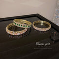 Gold Tone Crystal Cuff Bracelet In Three Pink And Green Patterns view 3