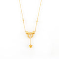 Gold Textured Bow Heart Drop Pendant Chain Necklace view 5