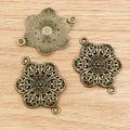 Filigree Floral Double Loop Connectors in Bronze and Silver view 2