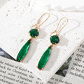 Round and Teardrop Double Glass Dangle Earrings Gold Hooks 8 Colors view 11