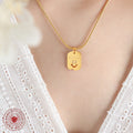 Smile Tag Pendant Necklace Gold Black Or Clear Zircon Eyes view 3