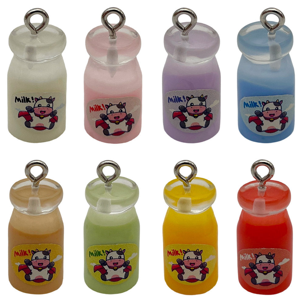 Colorful Resin Milk Bottle Charm Pendant for Earrings Necklace Keychain DIY