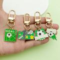 Soccer Ball Metal Clip Keychains, Eight Green Designs view 3