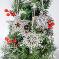 Silver Rhinestone Christmas Ornaments Snowflake Flower Star view 1