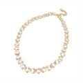 Gold Pearl Rhinestone Flower Link Choker Necklace Single Style view 5