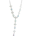 Silver Cross Y Drop Necklace Aurora Crystal Cross Tassel view 5