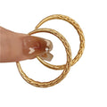 Gold Tone Braided Raised Texture Medium Hoop Earrings view 5