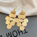 Layered Round Disc Tassel Fish Hook Earrings Statement Jewelry Pair view 8