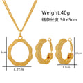 Gold Tone Gold Scalloped Loop Metal Necklace and Earring Set view 5