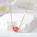 Gold Tone Heart Enamel Evil Eye Pendant Necklaces in Seven Colors view 3