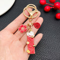 Red Fortune Tag Blossom Metal Clasp Keychain Charm Set view 3