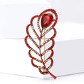 Hollow Leaf Rhinestone Brooch Teardrop Center Four Colors view 4