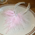 White Pearl Necklaces With Pink Or White Feather Tassels view 6