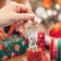 Silver Reindeer Snowflake Charm Christmas Metal Keychain view 3