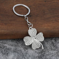 Four-Leaf Clover Metal Keychain With Clear or Green Stones view 6