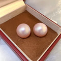 Blue and Pink Pearl Sheen Half Round Stud Earrings view 7