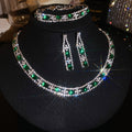 Silver Oval Rhinestone Necklace Choker Earring Four-Piece Sets view 7