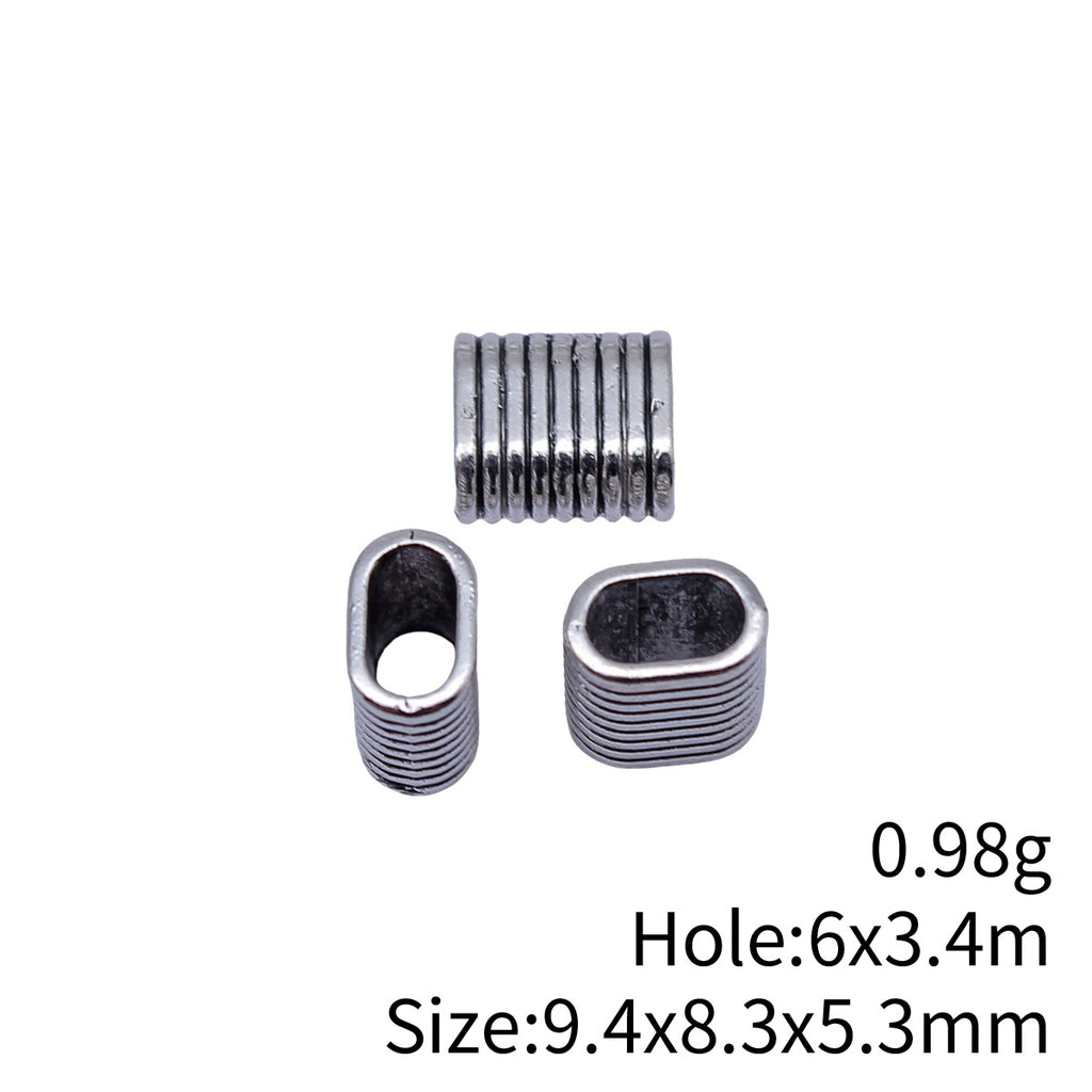 9.4x8.3x5.3mm 0.98g Antique Silver Zinc Alloy Oval Large Hole Spacer Round Beads for Bracelet Jewelry Making
