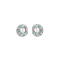 Blue Mosaic Round Pearl Look Statement Stud Earrings view 5