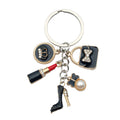 Black Handbag Crown Lipstick Heel and Pearl-Look Keychain view 5
