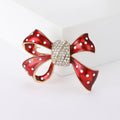 Polka Dot Bow Brooch with Crystal Center in Four Colors view 8