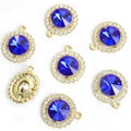 Round Crystal Halo Metal Jewelry Charms, 24 Colorways view 10