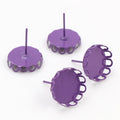 Colorful Round Crown Edge Bezel Earring Post Settings view 8
