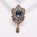 Crown Frame Pear Crystal Brooch With Drop in Five Colors view 10