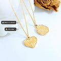 Gold Embossed Heart Irregular Double Sided Pendant Necklace view 3