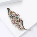 Curved Crystal Feather Brooch with Multicolor Stones view 4