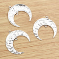 Engraved Crescent Moon Charms in an Antique Silver Finish view 3