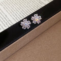 Silver Crystal Flower Stud Earrings In Three Colors view 8