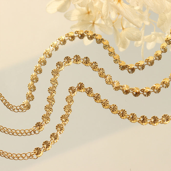 Coin Disc Station Bracelet Gold Steel Rose Gold Metal