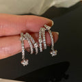 Silver Crystal Star Fringe Stud Earrings Fashion Jewelry view 2