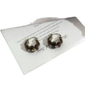 Pair of Metal Tone Brown Crystal Textured Round Hoop Earrings view 5
