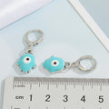 Silver Tone Hamsa Evil Eye Huggie Earrings in Five Color Designs view 2