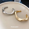 Polished Wave Open Cuff Bracelet Silver Gold 2 Colors view 2
