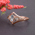 Rose Gold V Band Ring Marquise Light Blue Center Stone view 4