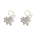 Gold Hook Mixed White Baroque Pearl Cluster Earrings view 5