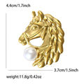 Horse Head Brooch With Pearl Accent In Silver And Gold Tones view 5