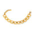 Gold Square Link Chain Bracelet Titanium Steel Adjustable view 5