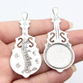 Two Finish Violin Round Pendant Setting Metal Jewelry Making Component view 4
