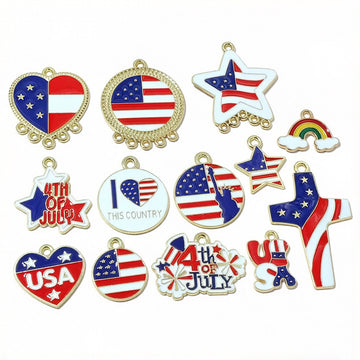 Patriotic American Enamel Charms in Twelve Colorful Designs
