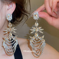 Crystal Floral Chandelier Earrings in Two Tones Statement Jewelry view 3