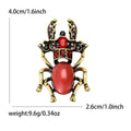 Antique Gold Beetle Brooch Enamel Body Rhinestone Pin view 6