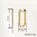 Gold Tone Rectangular Pave Stone Hoop Huggie Earrings view 4