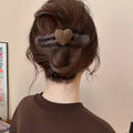 Brown Yarn Heart Duckbill Hair Clip Fuzzy Wrap Clip view 3