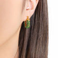 U-Shape Enamel Rhinestone Huggie Hoop Earrings Gold Steel view 6
