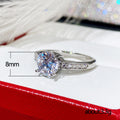 Silver Four Prong Round Clear CZ Solitaire Pave Band Ring view 5