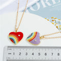 Gold Tone Rainbow Heart Pendant Necklaces in Seven Colors view 2